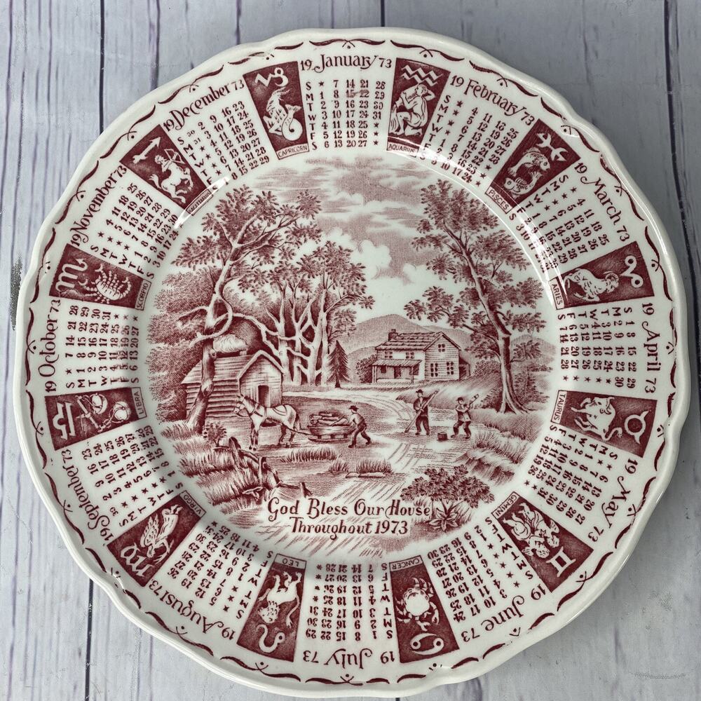 Alfred Meakin Staffordshire England 1973‎ Zodiac Calendar Plate 9 Inch